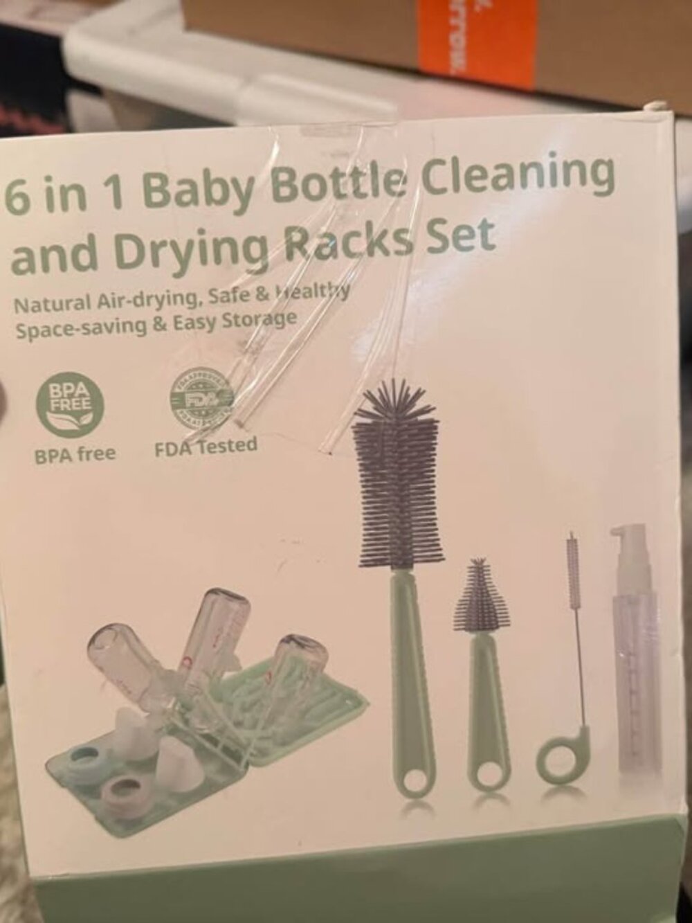 Bottle cleaning and drying rack set